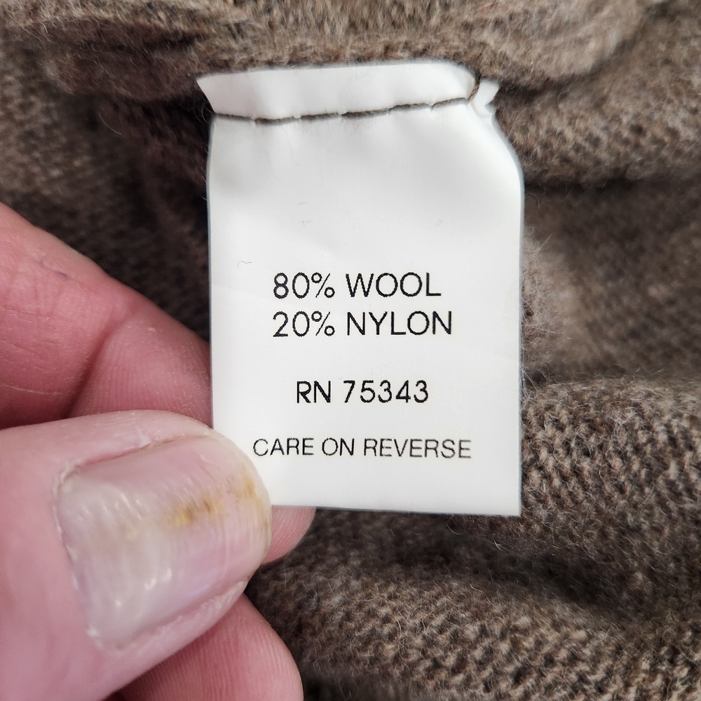 VTG Daniele Blasi Wool Blend Henley Sweater Mens XL Brown Waffle Knit Preppy - Picture 5 of 11